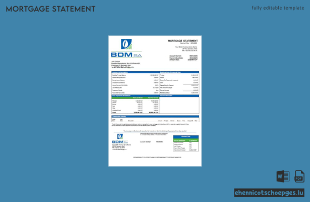 Hypothekenabrechnung der Mali Development Bank (BDM) (Beispielvorschau in Word und PDF)